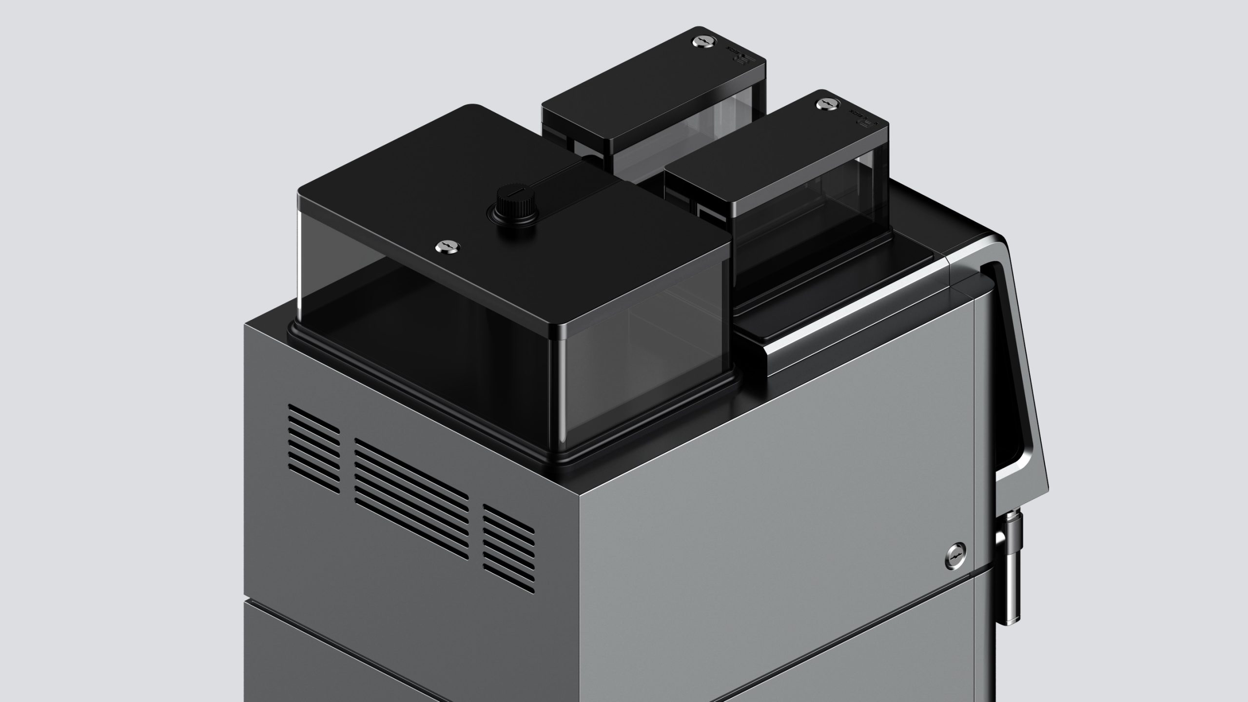 Sleek coffee machine side view