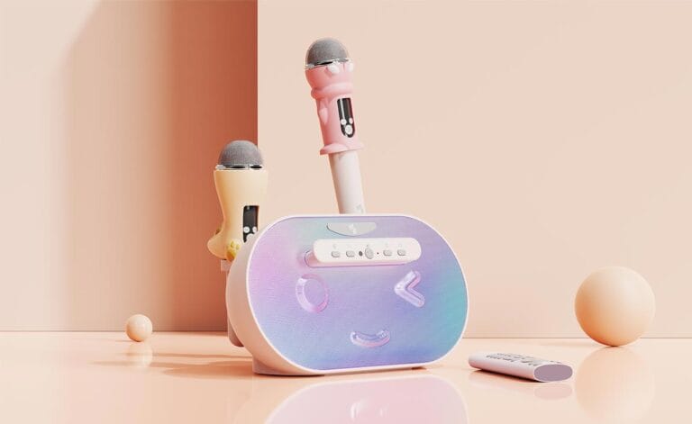 Children's KTV development - industrial design with animal-themed microphone covers for parent-child interaction