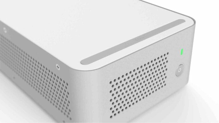Graphene heating controller development — close-up of the enclosure ventilation grille designed for thermal management