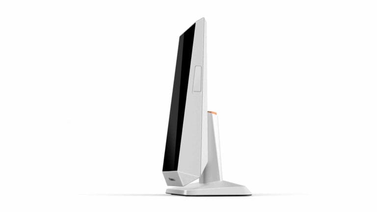 Face recognition device development — desktop variant side profile showing ergonomic design