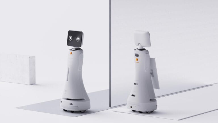 care robot development — cover rendering showing the care robot from two viewing angles