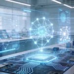 AI-powered hardware development workspace, holographic neural network design interface, circuit board _1.jpg PCB设计