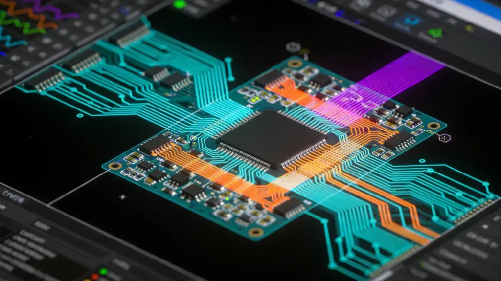 AI-powered PCB design software, automated trace routing, signal integrity analysis, circuit paths