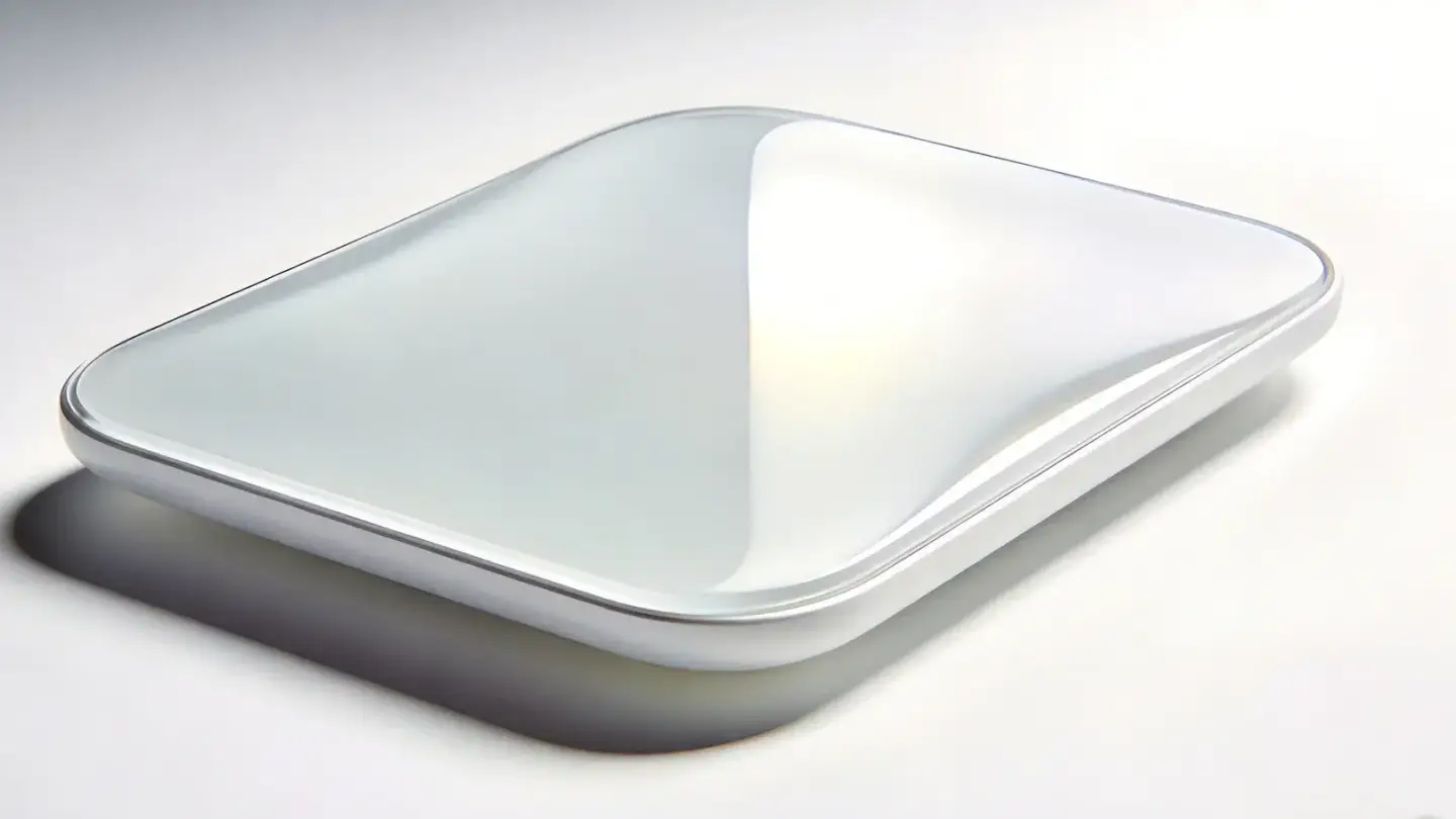 Sleek white consumer electronic device with seamless surface and no visible buttons representing minimalist invisible interface design philosophy