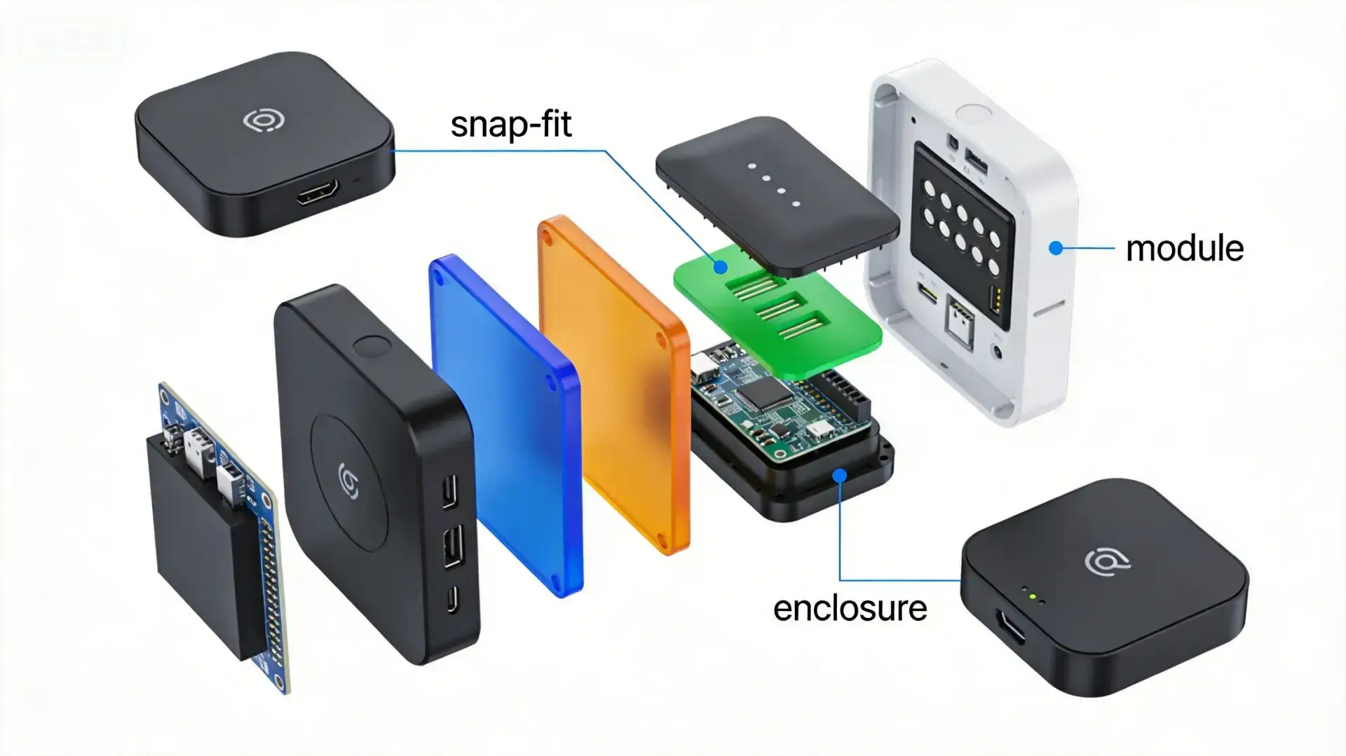 OPD DESIGN | Design for Assembly: How to Build Hardware Products That Manufacture Easily Design for Assembly concept showing modular hardware product with clearly organized components ready for assembly