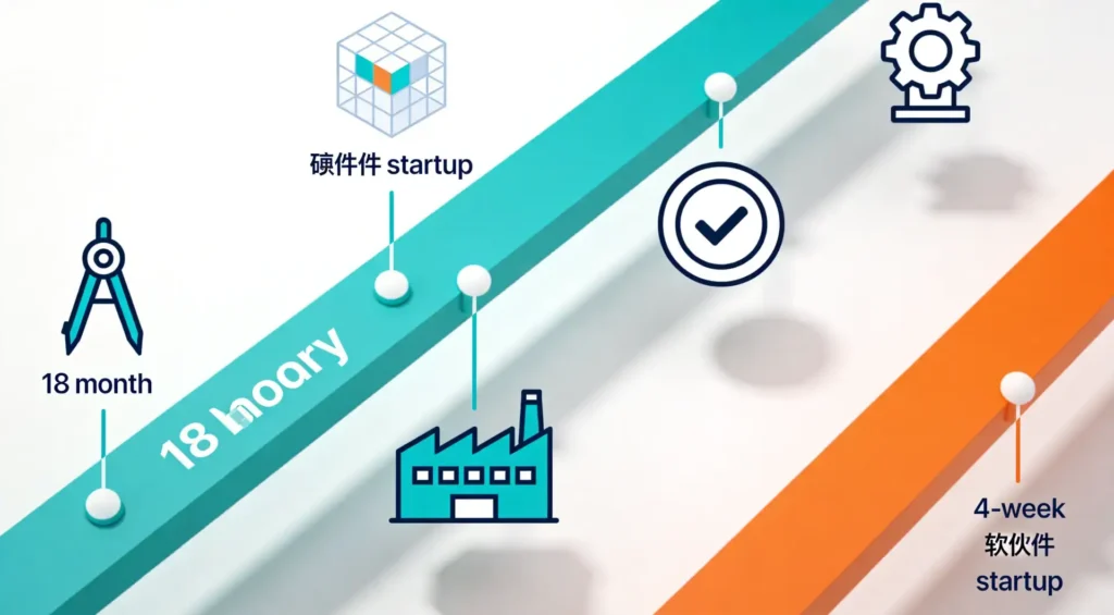 Hardware startup timeline comparison infographic...