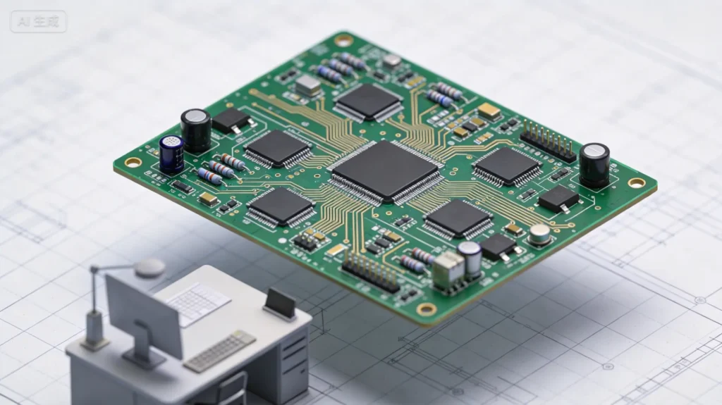 PCB design process flow showing schematic capture, component placement, and board layout for hardware product development