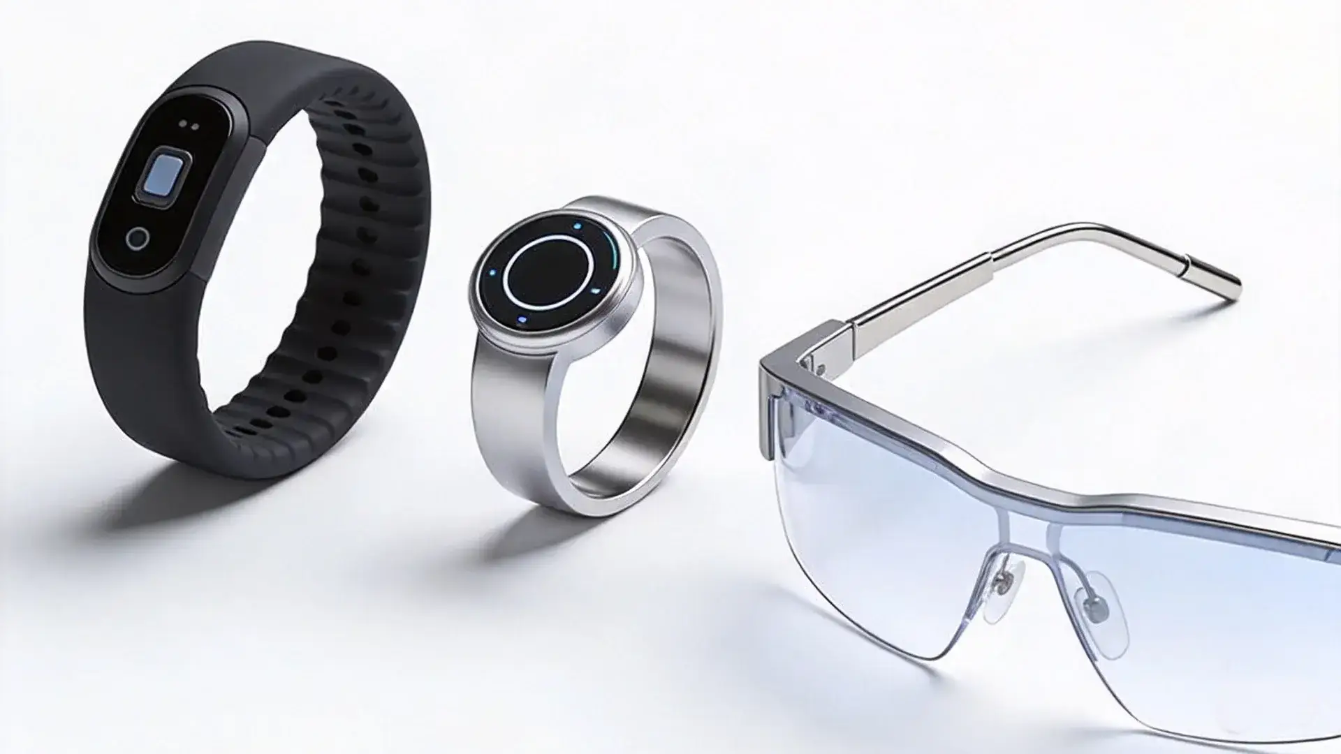 OPD DESIGN | Wearable Device Development: A Complete Guide for Hardware Founders Multiple wearable device form factor prototypes showing wrist-worn ring and glasses designs for comparison