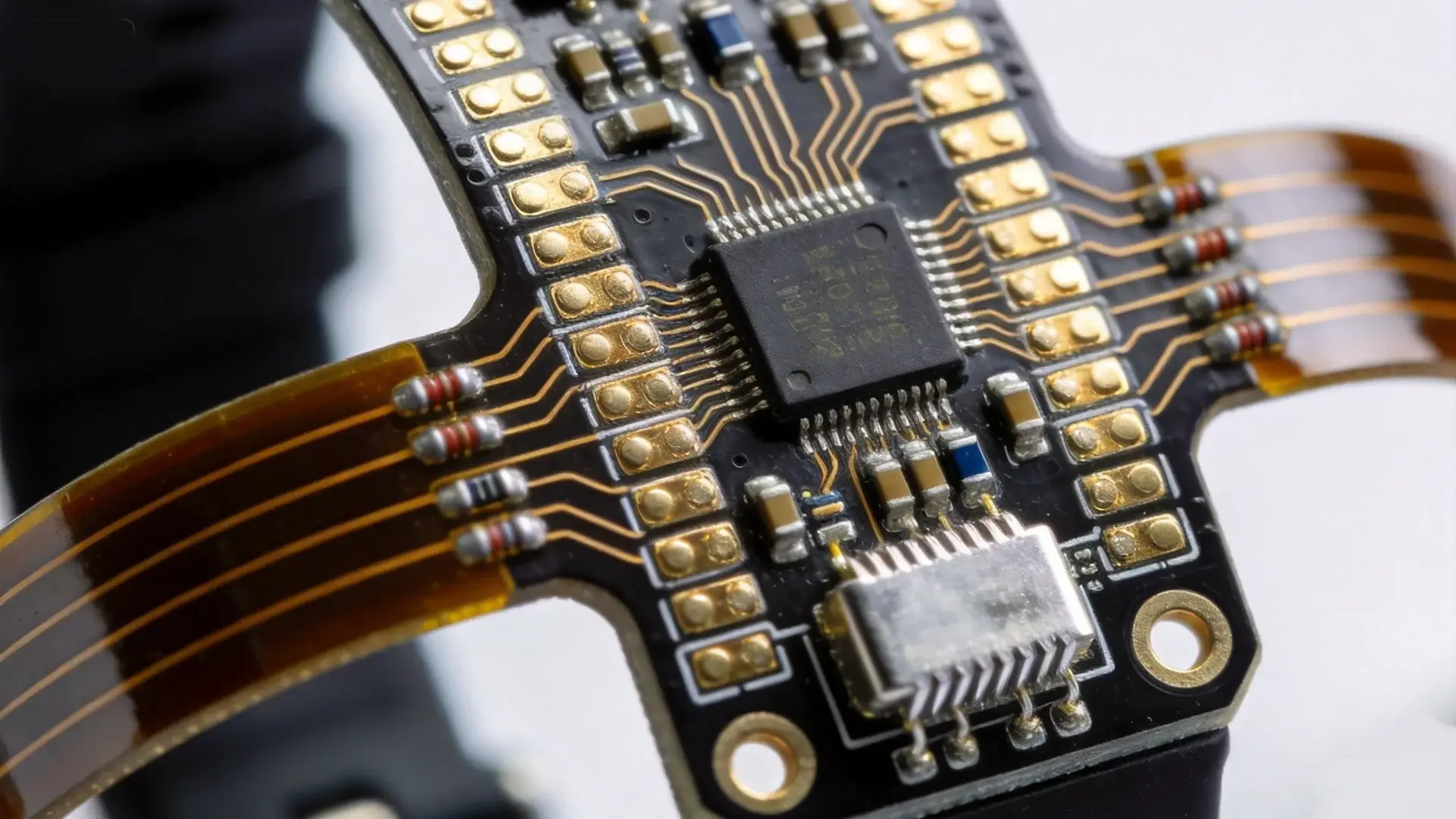 OPD DESIGN | Wearable Device Development: A Complete Guide for Hardware Founders Miniaturized rigid-flex PCB design for wearable smartwatch showing dense component placement