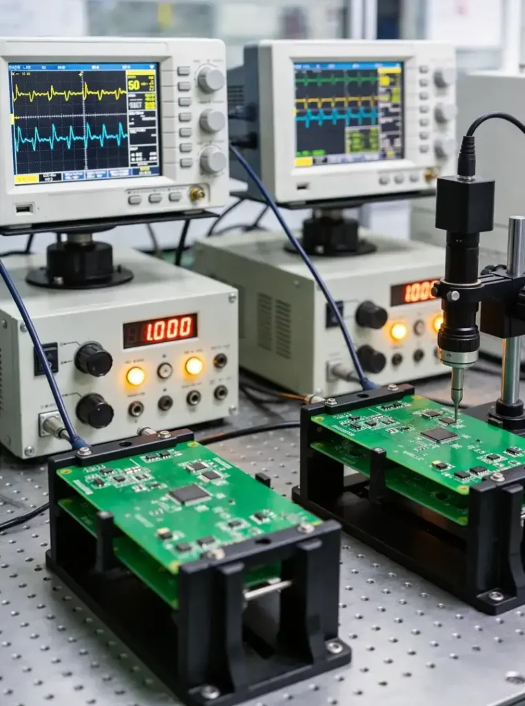 OPD DESIGN | Contract Manufacturing for Hardware Development: A Founder's Guide to Design-to-Production Hardware startup founder meeting contract manufacturing manager in modern factory setting for partnership discussion